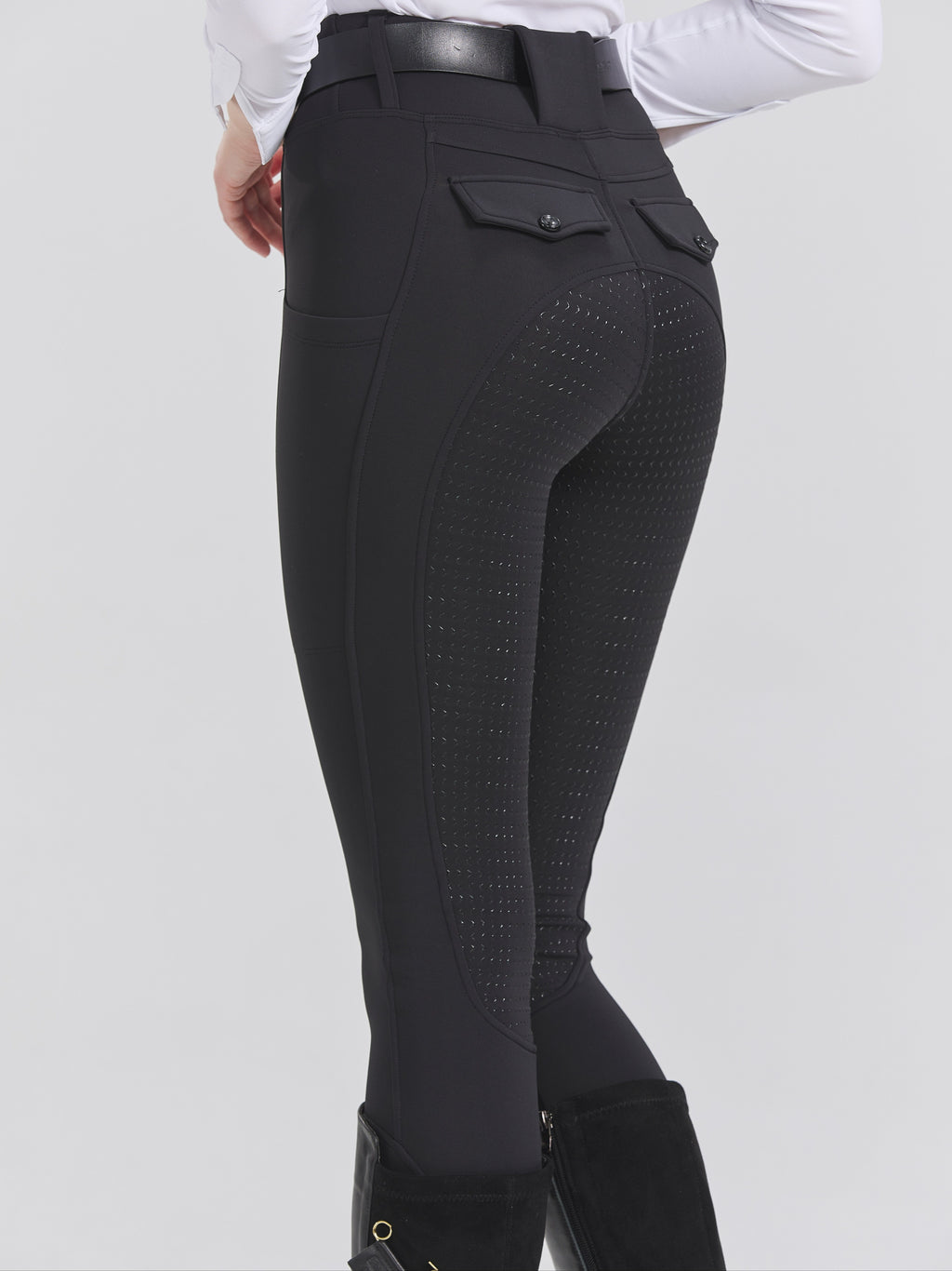 High-Elasticity Brushed Fabric Equestrian Pants with Silicone Grip, All-Season Horse Riding Tights with Pockets, Breathable and Durable