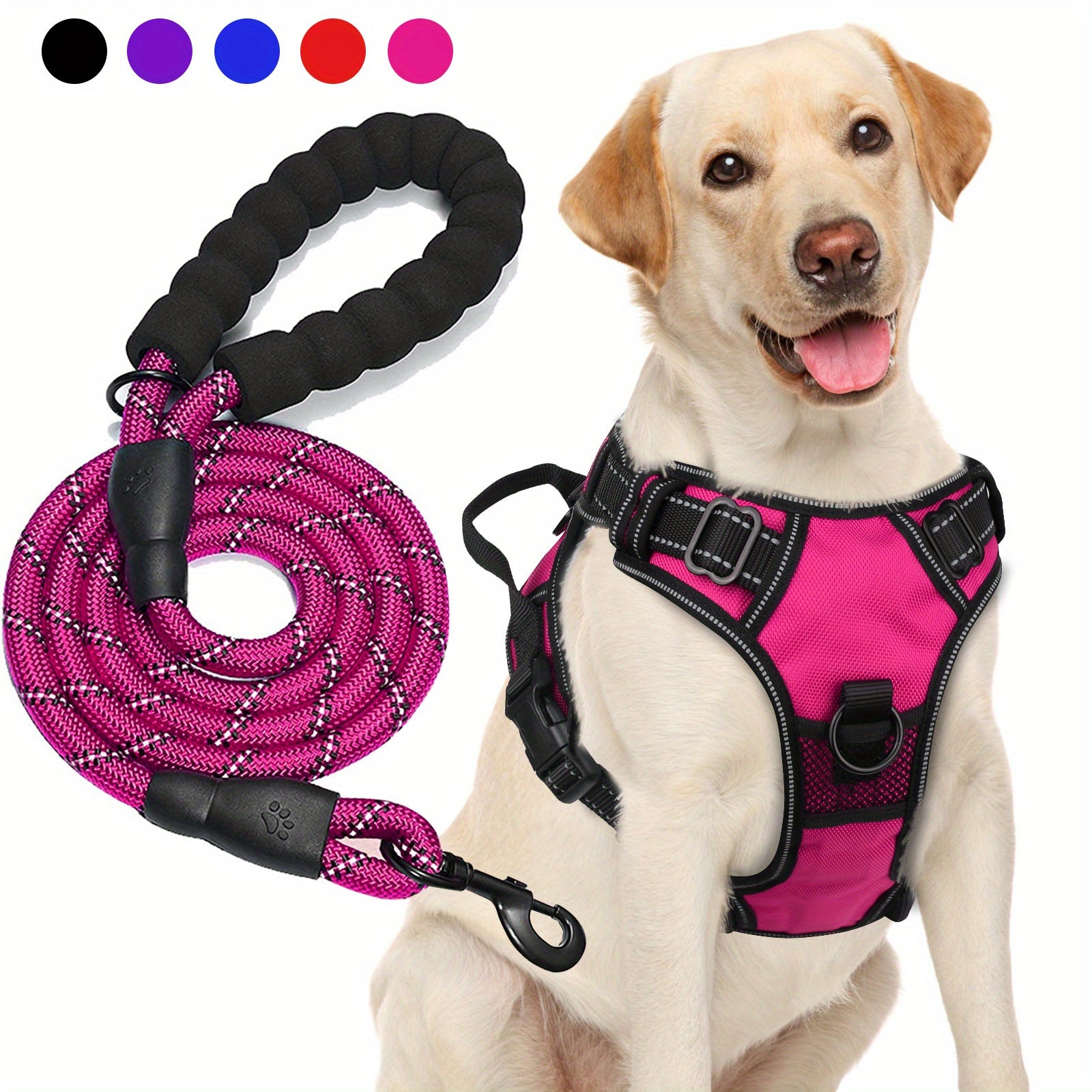 JOYTALE Dog Harness and Leash set,No Pull Adjustable Reflective Oxford Dog Harness Easy Control Medium Large Dog Harness with A Free Heavy Duty 152.4cm Dog Leash