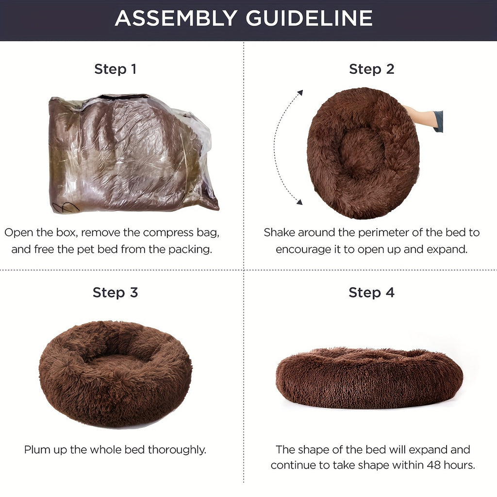 1pc Dog Kennel Cat Nest, Plush Round Pet Nest, Winter Warm Dog Bed, Pet Bed, Pet Supplies