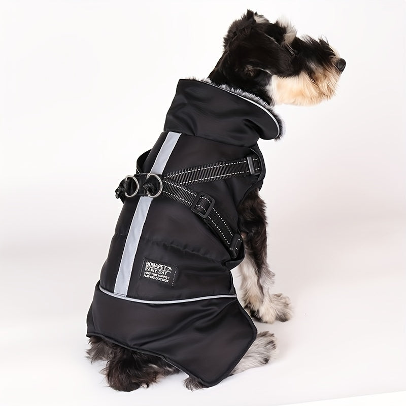 1pc Dog Coat Winter Jacket With Reflective Strap, Dog Apparel Vest High Collar Dog Sweater Pet Dog Costume For Outdoor Training Walking Running