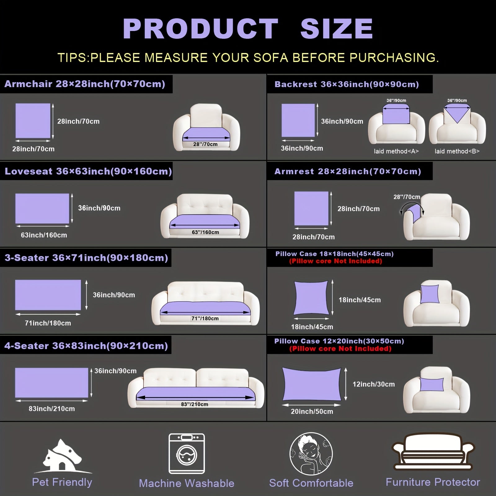 1pc HF Modern Plush Flannel Sofa Cushion Cover - Pet-Friendly Non-Slip Sofa Protector with Striped Design & Leather-Like Patches, Machine Washable Furniture Cover for 3/2/4-Seater, Living Room, Bedroom, Office Decor, Bedroom