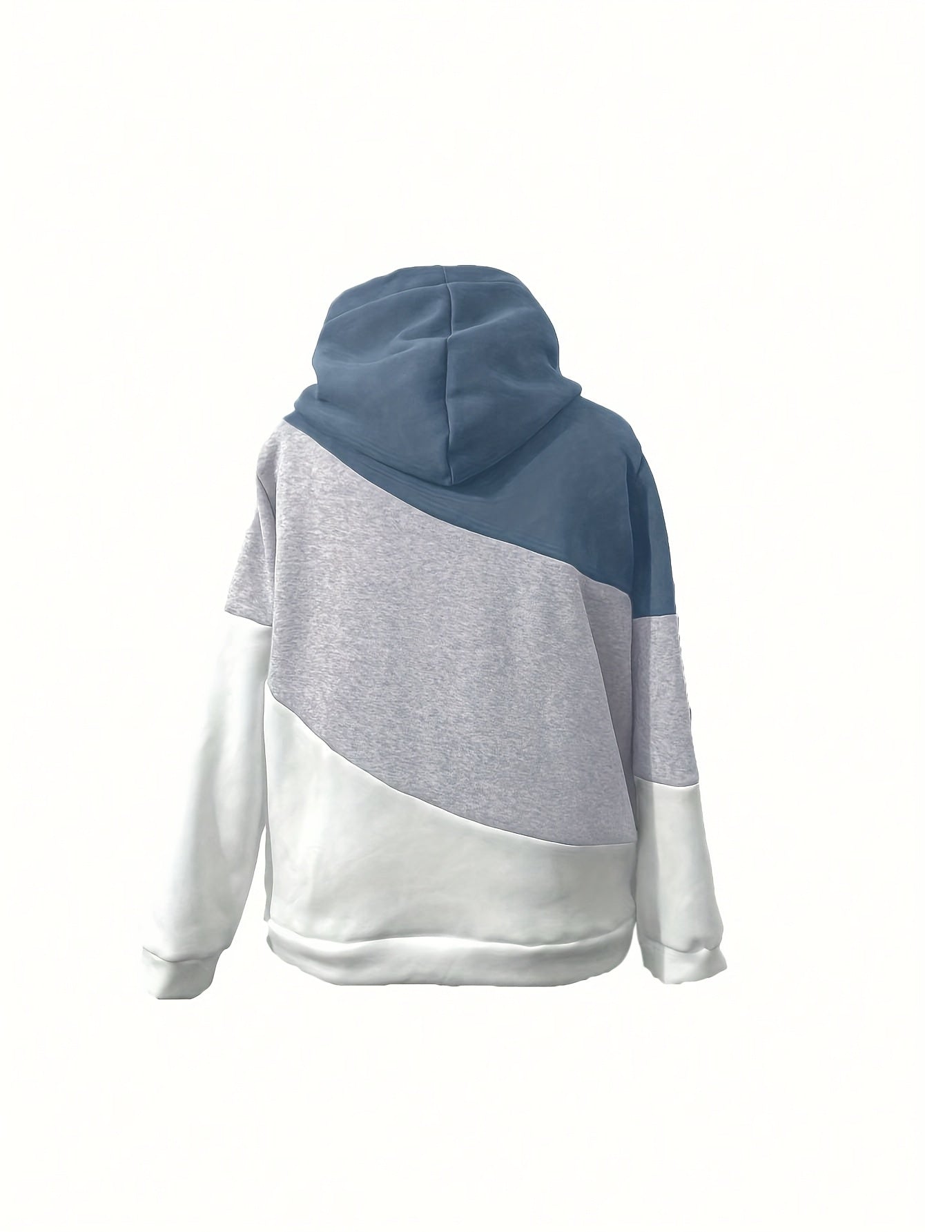 1pc Women'S Plus Size Casual Patchwork Hoodie - Polyester Knit Fabric with Slight Stretch, Hooded Collar, Long Sleeve Pullover for Fall/Winter