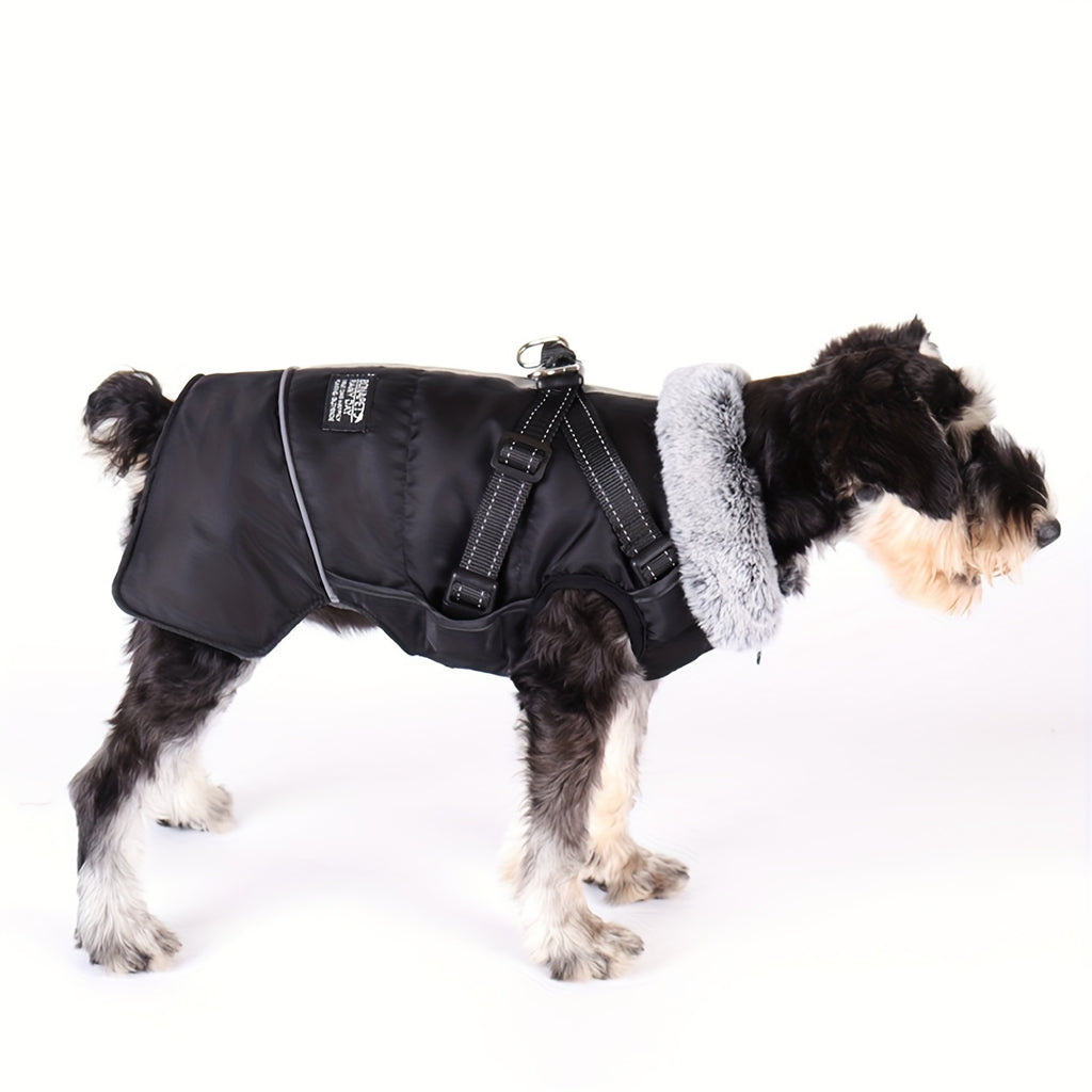1pc Dog Coat Winter Jacket With Reflective Strap, Dog Apparel Vest High Collar Dog Sweater Pet Dog Costume For Outdoor Training Walking Running