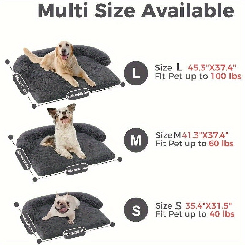 Large Dog Sofa Bed with Plush Faux Fur Cushion - Washable & Non-Slip Pet Furniture for All Sizes (Small to Large Dogs & Cats) - Cozy Car, Bedroom, Sofa & Bed Use, Dog Sofa Bed, Cozy Pet Furniture, Plush Pet Bed, Soft Pet Bed