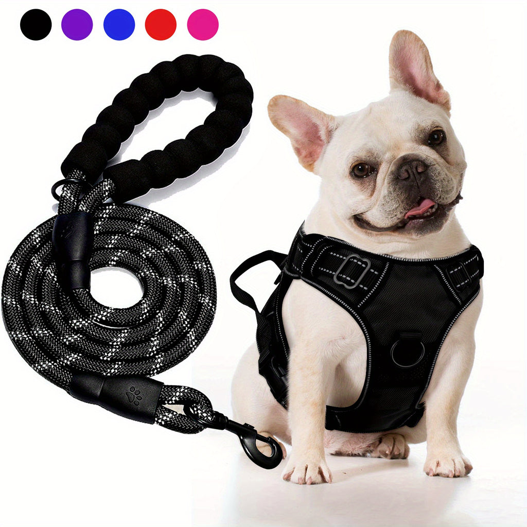 JOYTALE Dog Harness and Leash set,No Pull Adjustable Reflective Oxford Dog Harness Easy Control Medium Large Dog Harness with A Free Heavy Duty 152.4cm Dog Leash