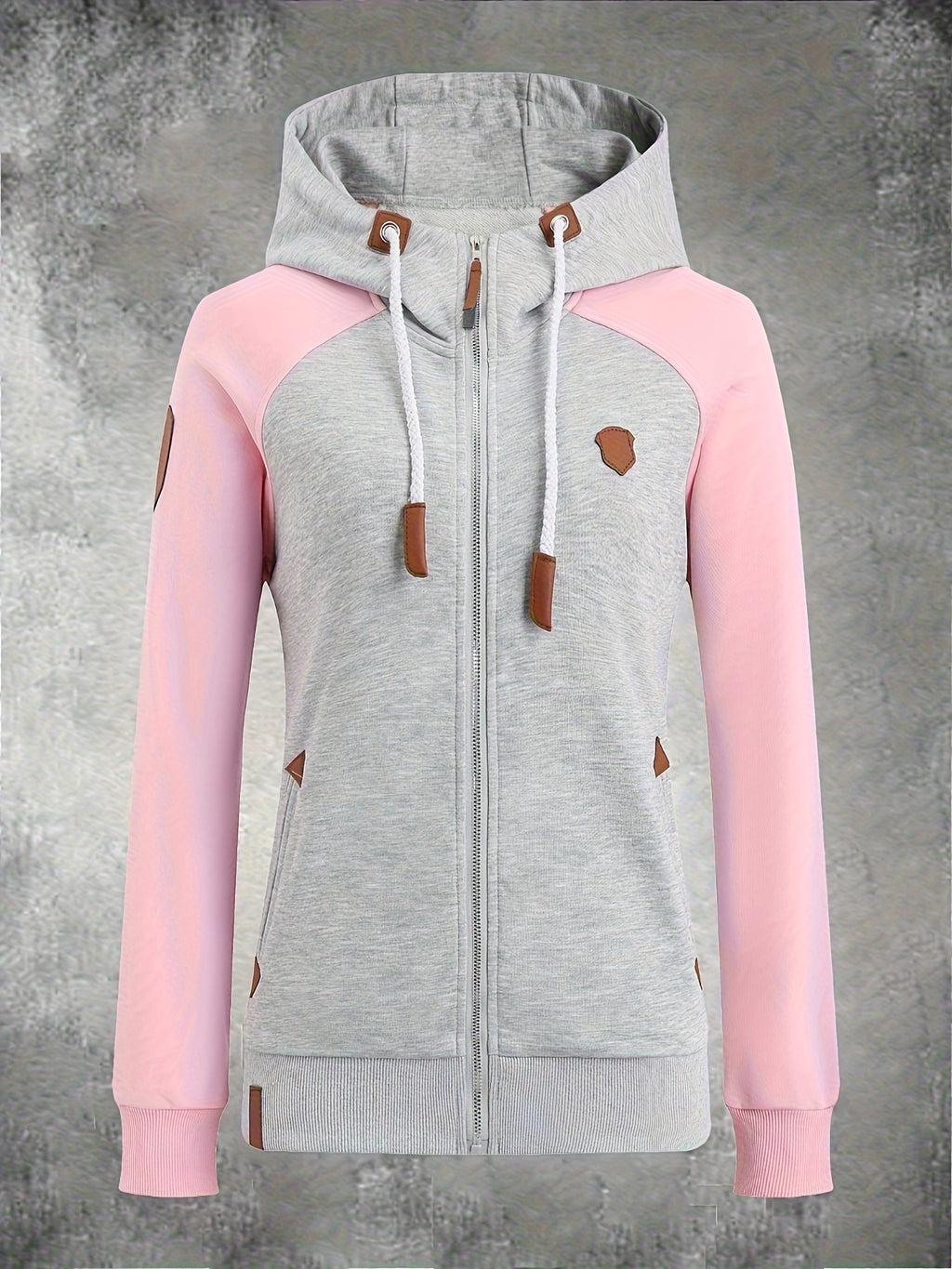 European and American Fashion Autumn and Winter New Women's Hoodie Casual Jacket Zipper Mixed Color Women's Coat Top Sweatshirt, Streetwear Fashion, Casual Wear, Trendy Sweatshirt, Stylish Outerwear, Soft Texture, Durable Fab