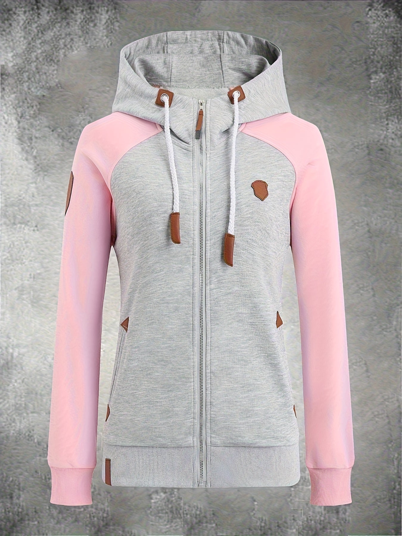 European and American Fashion Autumn and Winter New Women's Hoodie Casual Jacket Zipper Mixed Color Women's Coat Top Sweatshirt, Streetwear Fashion, Casual Wear, Trendy Sweatshirt, Stylish Outerwear, Soft Texture, Durable Fab