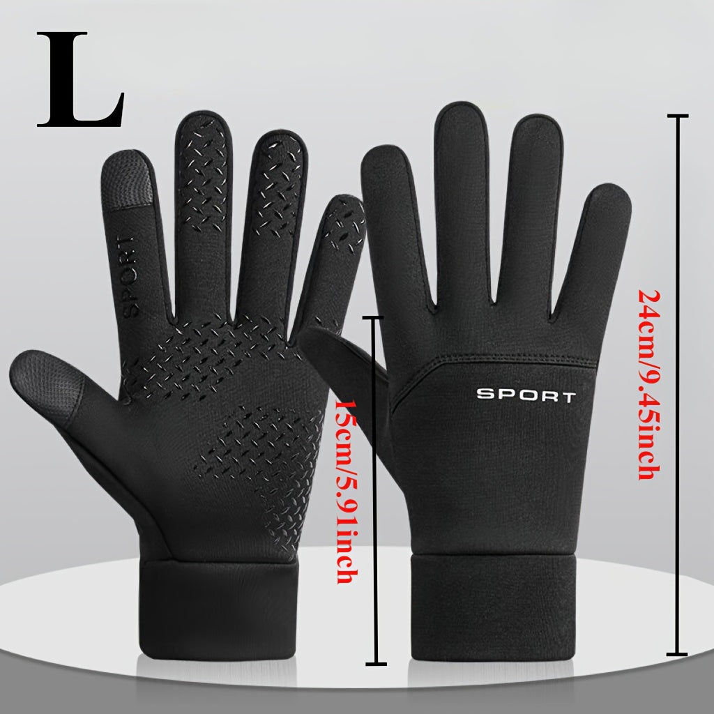 Men'S Winter Outdoor Thermal Gloves - Touchscreen Compatible, Adjustable Drawstring Closure, Breathable Nylon & Polyester Blend, Ideal for Sports, Cycling, and Skiing, Winter Sports Gear | Adjustable Gloves | Durable Gloves,