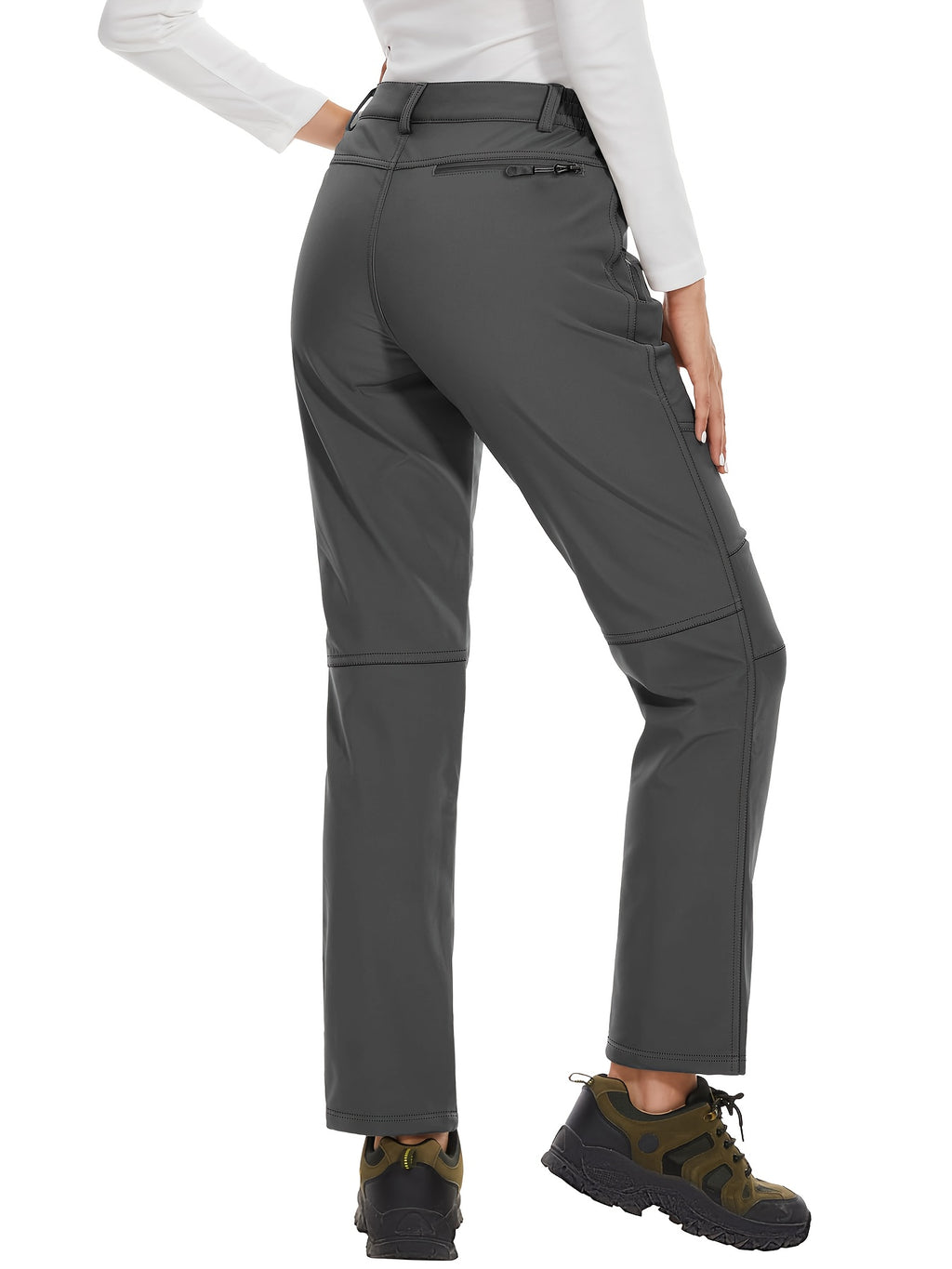 Women'S Thermal Insulated Fleece-Lined Softshell Ski Pants - Winter Warm Hiking Pants with Full-Length Zipper Closure, Snow Skiing Pants for Skiing, Hiking, Outdoor Activities - All-season Casual Outdoor Wear, Hiking Gear, Du