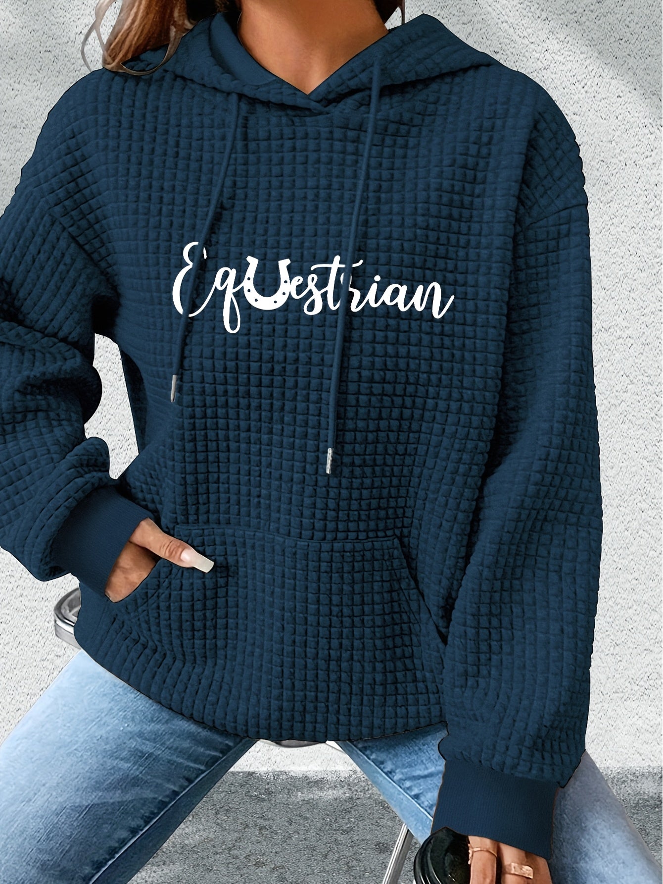 Women's Hoodie - Black with White Cursive Lettering - Hooded Sweatshirt for Horseback Riding, Fall/Winter Casual Pullover - Machine Washable Apparel for Riding Lessons, Shows & Casual Attire, Horse Accessories, Fall Winter We