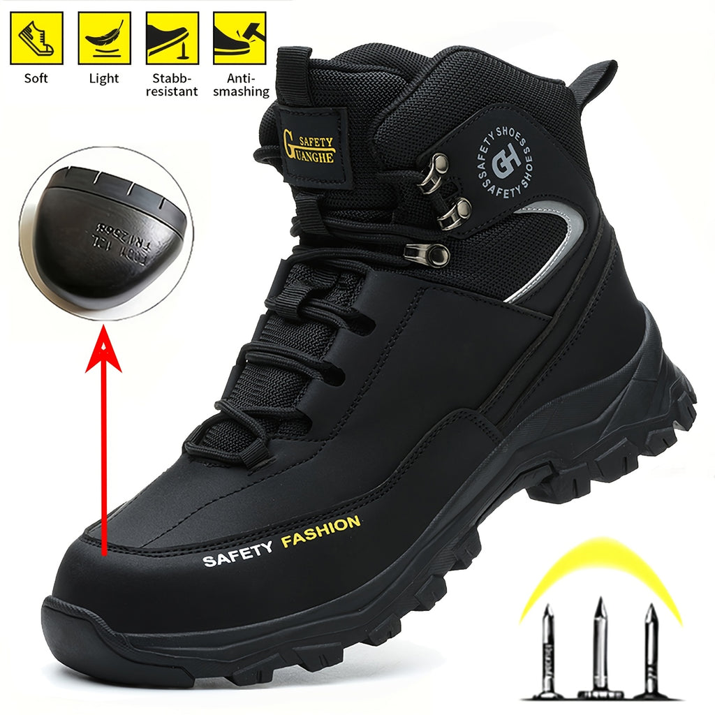 DIAN SEN Men'S Heavy-Duty Steel Toe Work Shoes - Non-Slip TPR Sole, All-Season Indestructible Construction, Impact-Resistant & Anti-Slip Traction - Heavy-Duty Steel Toe