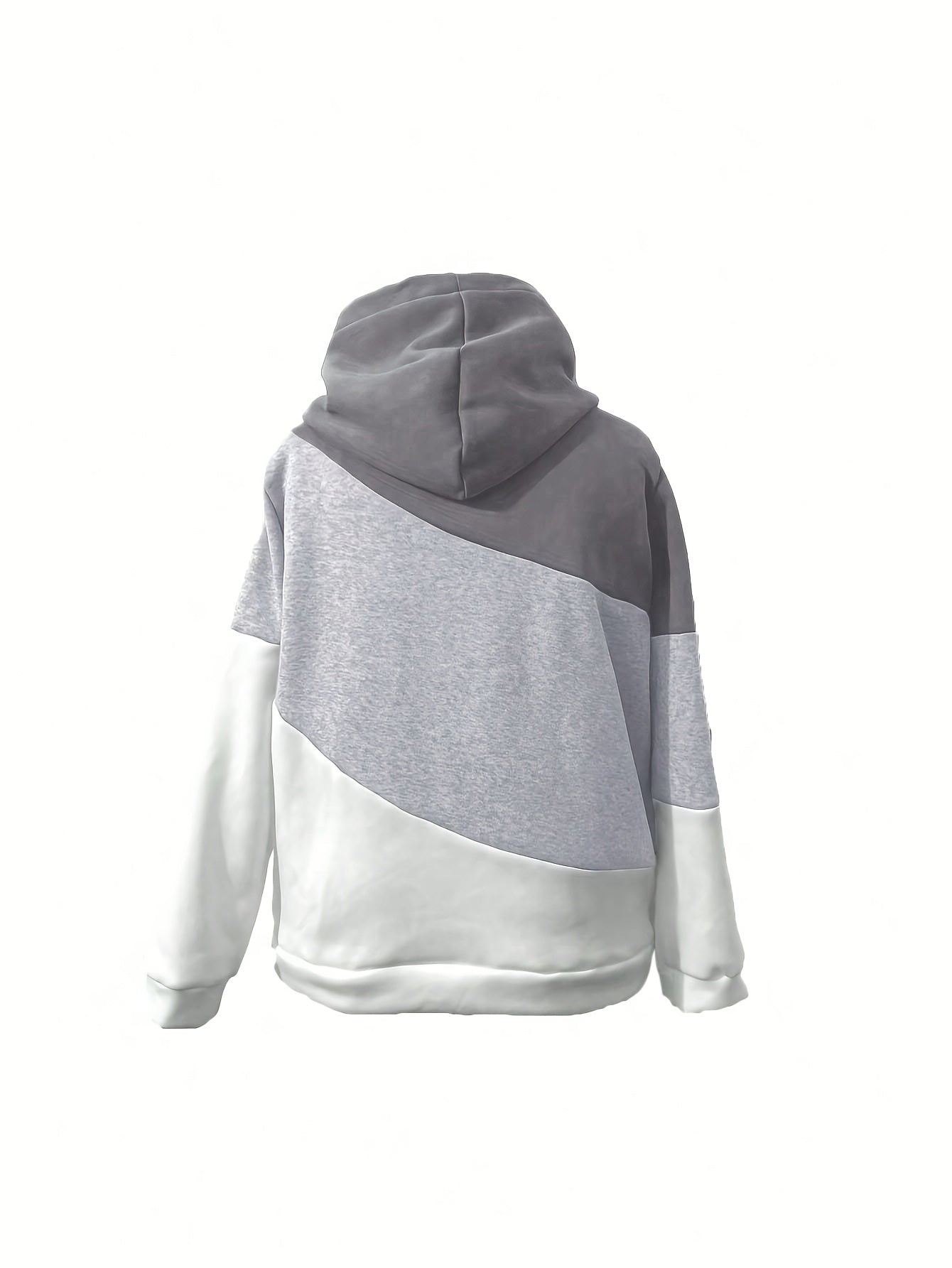 1pc Women'S Plus Size Casual Patchwork Hoodie - Polyester Knit Fabric with Slight Stretch, Hooded Collar, Long Sleeve Pullover for Fall/Winter