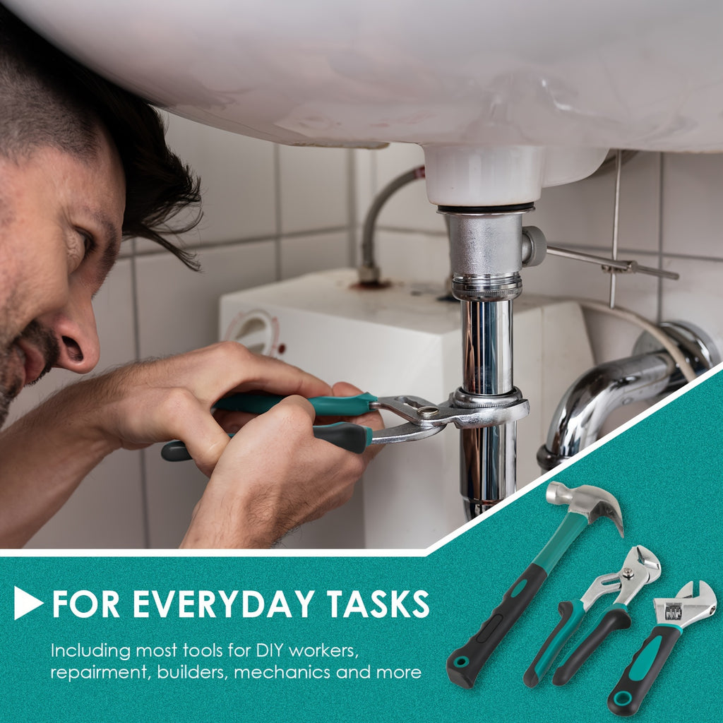 198pcs Heavy-Duty Industrial Hand Tool Set with Socket Wrenches, Screwdrivers, Pliers & Hammer - All-in-One Portable Toolbox with Sturdy Carrying Case, Ergonomic Handle & Organized Compartments - Ideal for Auto Repair, Home M