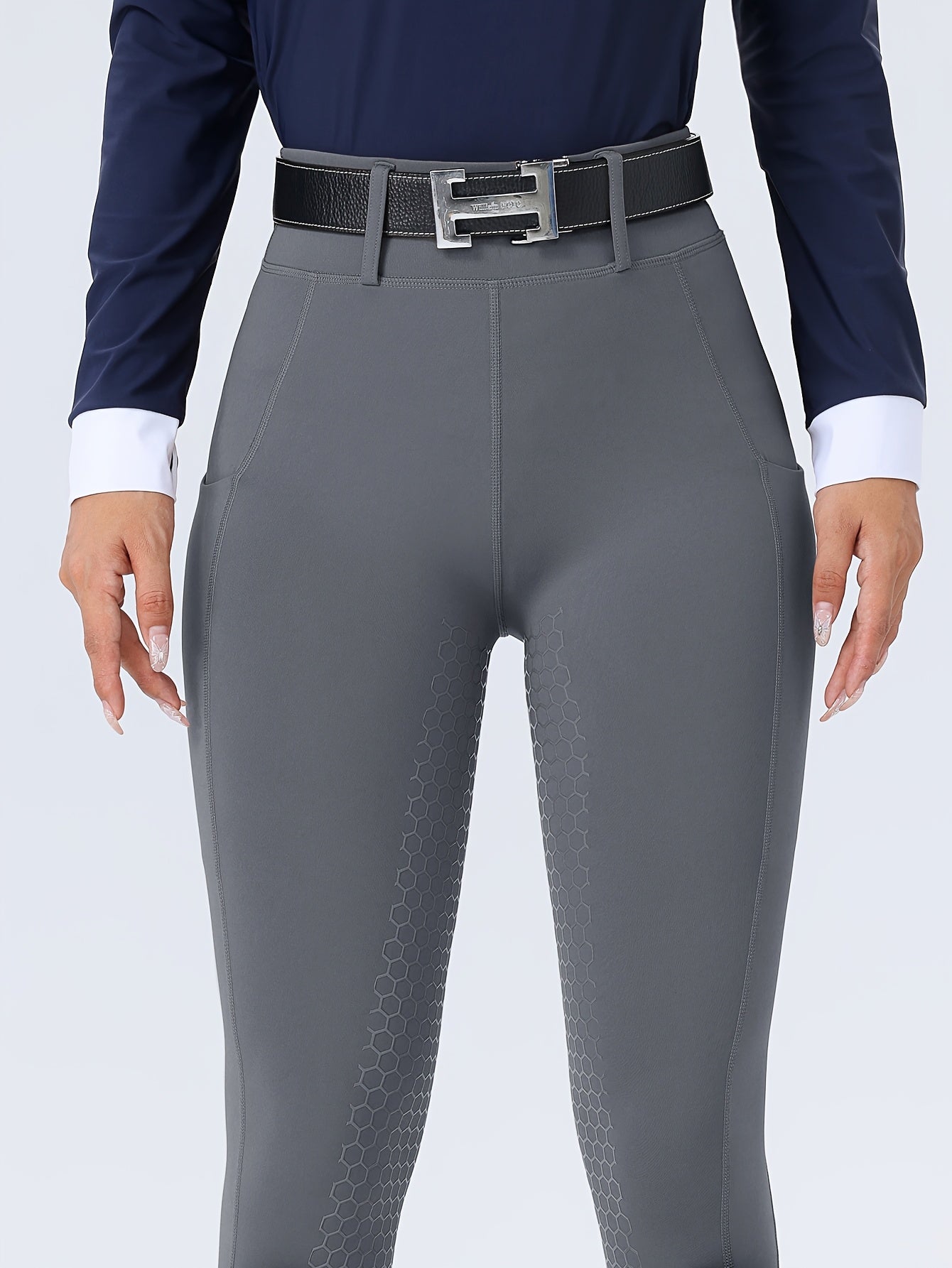 Women's High-Waisted Equestrian Riding Pants - Full Seat Stretch Slim-Fit Bifur Gaps, Durable Machine-Washable Trousers with Pockets for Horseback Riding & All-Season Wear