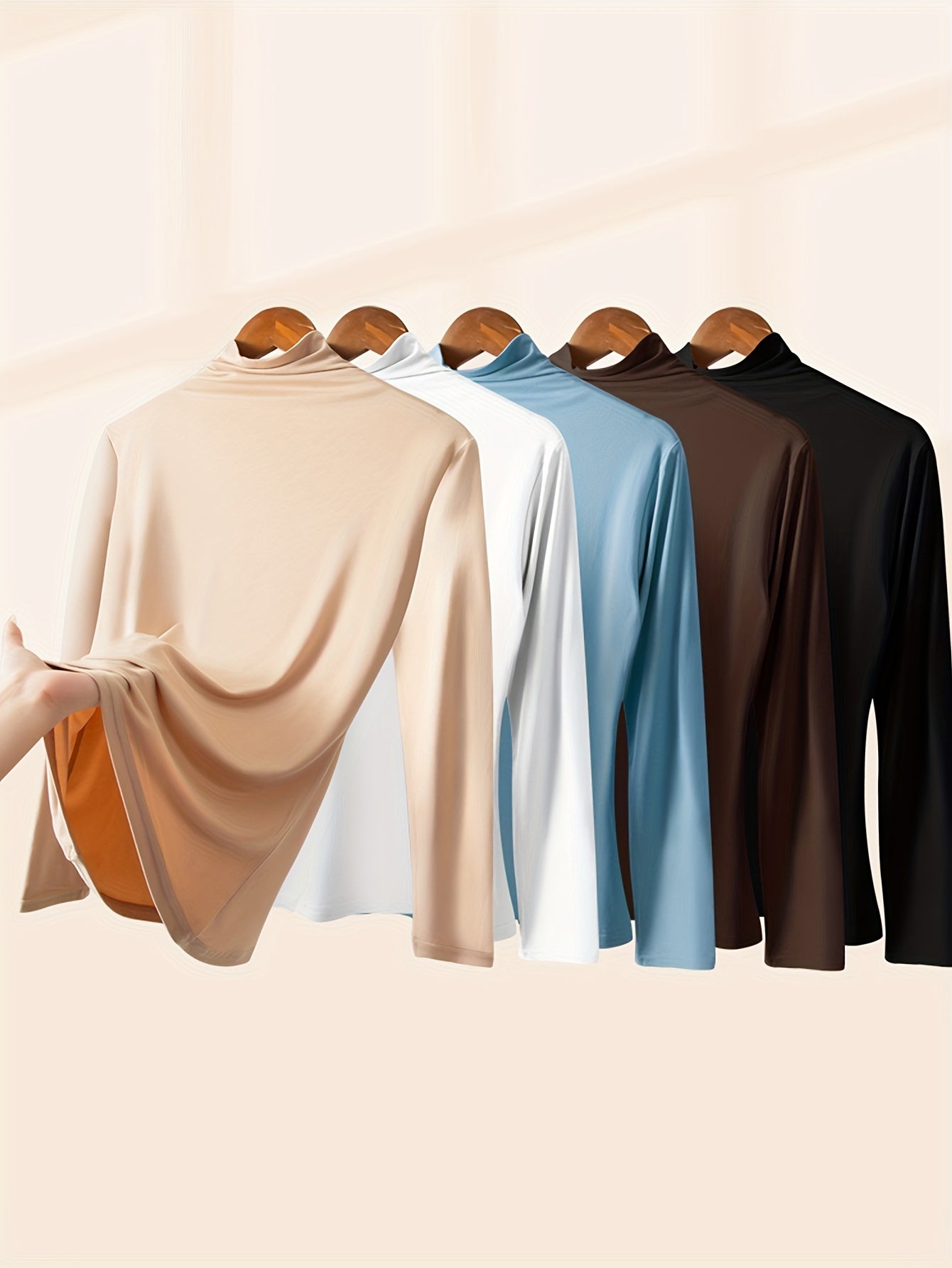 [3pcs Women'S Thermal Base Layer Tops] 3-Pack Women'S Thermal Base Layer Tops, Polyester Knit Warm Half-Turtleneck Shirts for Autumn and Winter
