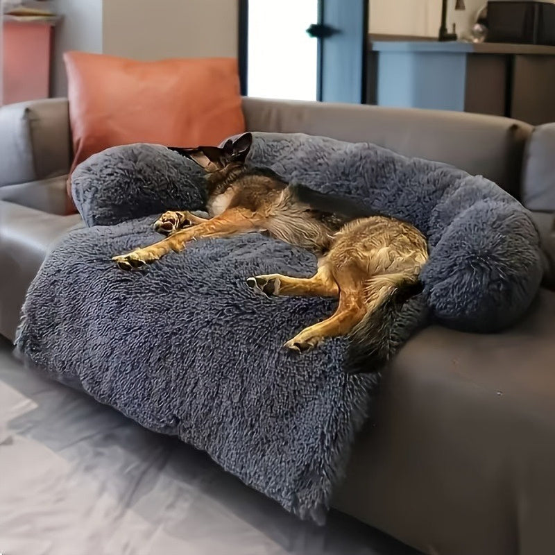 Large Dog Sofa Bed with Plush Faux Fur Cushion - Washable & Non-Slip Pet Furniture for All Sizes (Small to Large Dogs & Cats) - Cozy Car, Bedroom, Sofa & Bed Use, Dog Sofa Bed, Cozy Pet Furniture, Plush Pet Bed, Soft Pet Bed