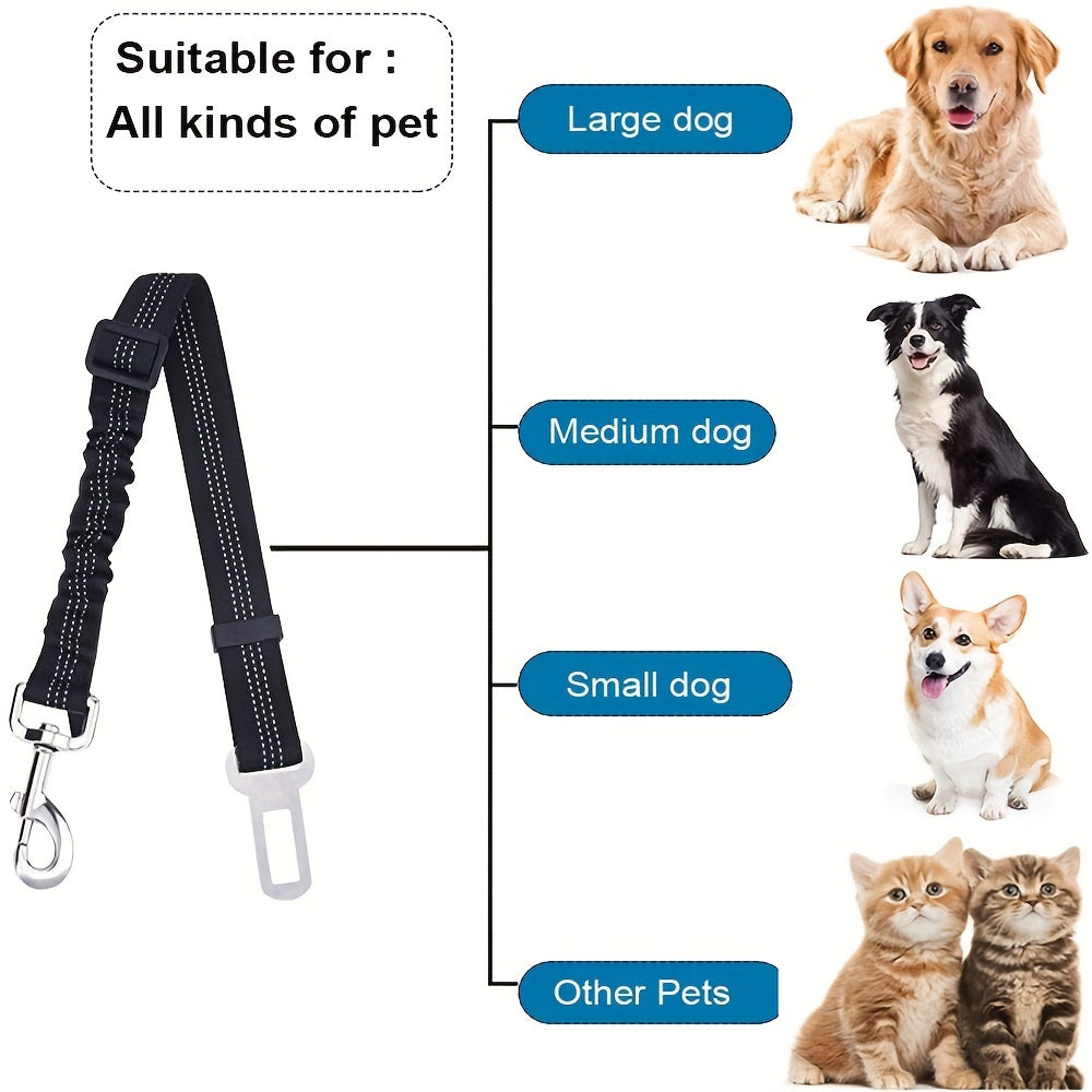 Durable Nylon Dog Seat Belt - Adjustable Car Safety Harness with Leash for Secure Travel