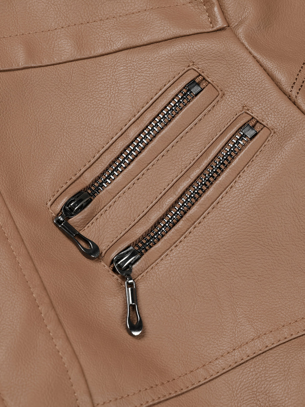 PUPU Women's Retro Leather Jacket - Black Long Sleeve Zipper Front Jacket with Pockets, Machine Washable Casual Outerwear for All Seasons