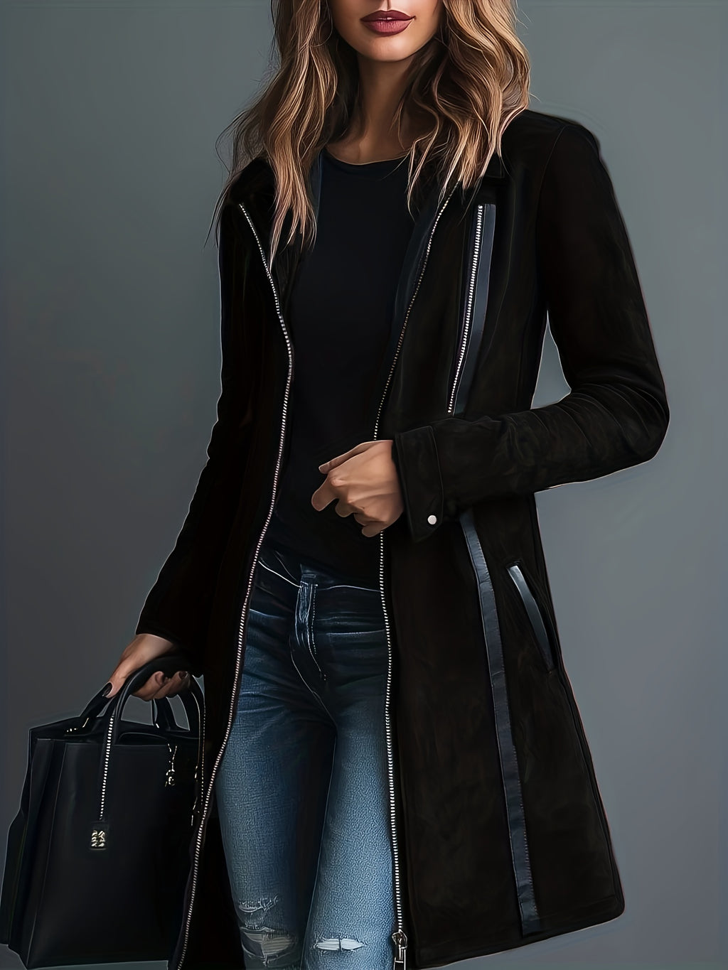 Women's Burgundy Collar Jacket - Retro Notch Coat with Black Piping Trim, Structured Fall Outerwear, Machine Washable Casual to Dressy Blazer for, Parties & Casual Attire (No)