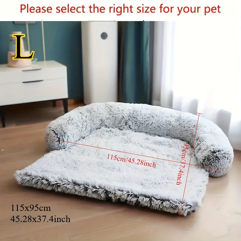 Large Dog Sofa Bed with Plush Faux Fur Cushion - Washable & Non-Slip Pet Furniture for All Sizes (Small to Large Dogs & Cats) - Cozy Car, Bedroom, Sofa & Bed Use, Dog Sofa Bed, Cozy Pet Furniture, Plush Pet Bed, Soft Pet Bed