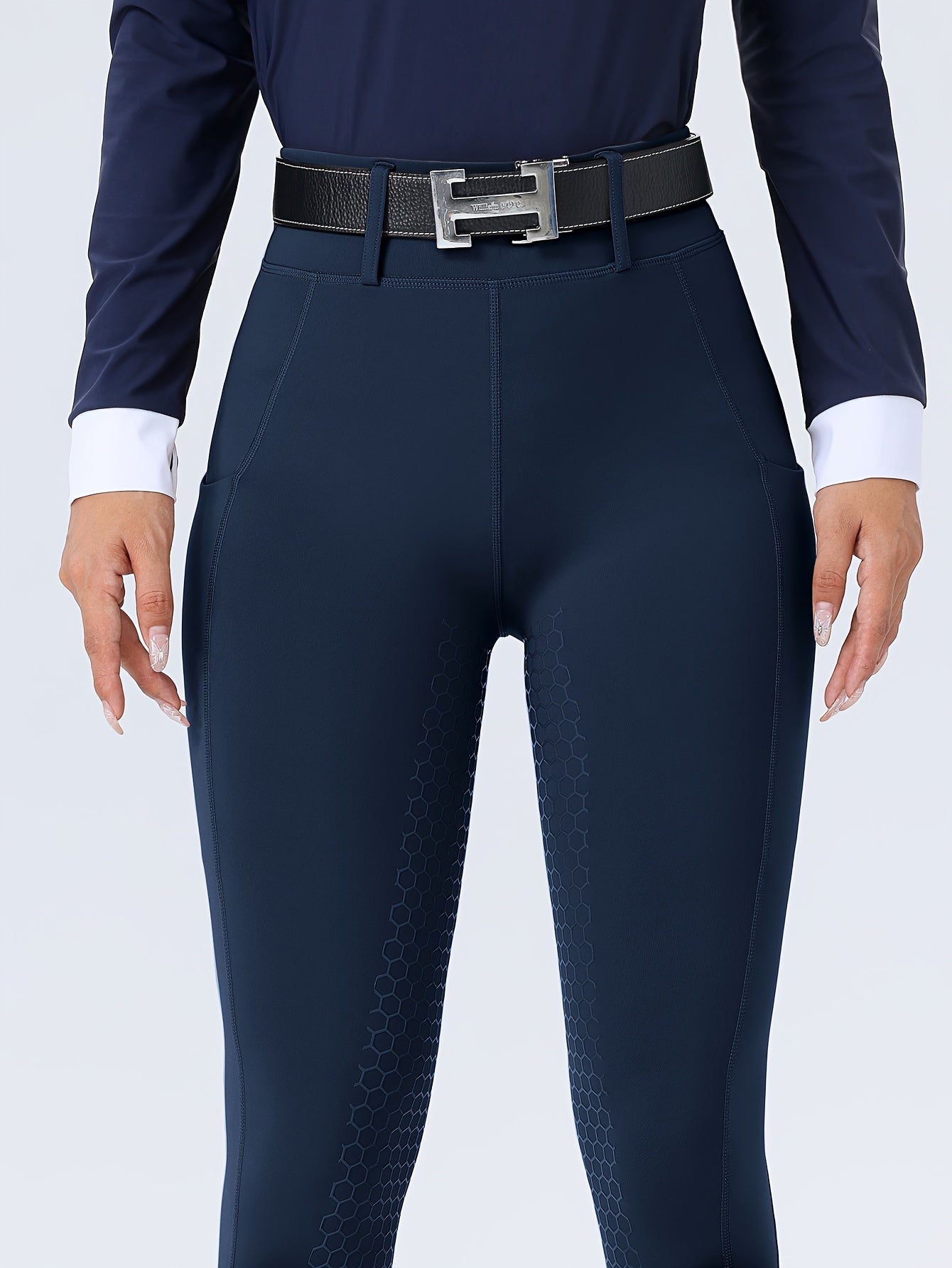 Women's High-Waisted Equestrian Riding Pants - Full Seat Stretch Slim-Fit Bifur Gaps, Durable Machine-Washable Trousers with Pockets for Horseback Riding & All-Season Wear