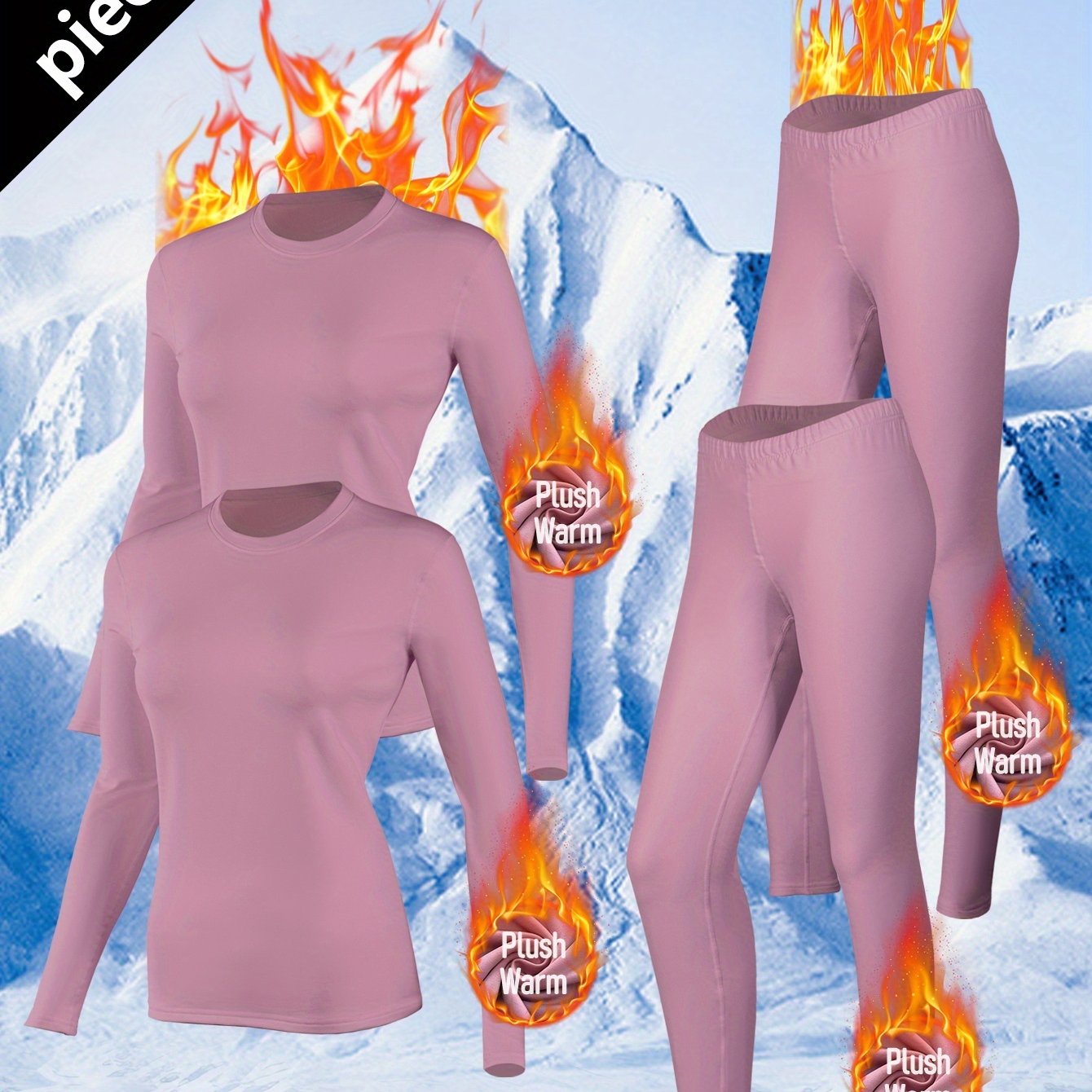4pcs Autumn Set for Women: Warm Underwear, Fleece-Lined Thermal Base Layer Top and Pants for Winter