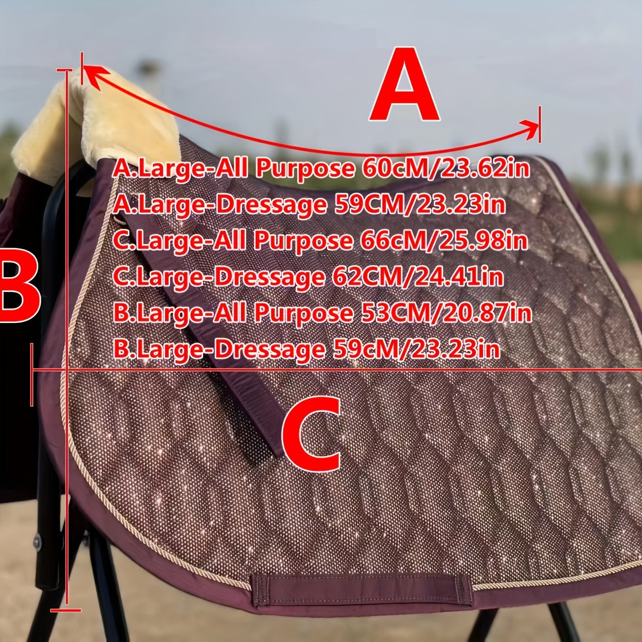 Tappetino Dressage Glitter Mesh con Banda Pelliccia Removibile - Bianco/Viola/Blu