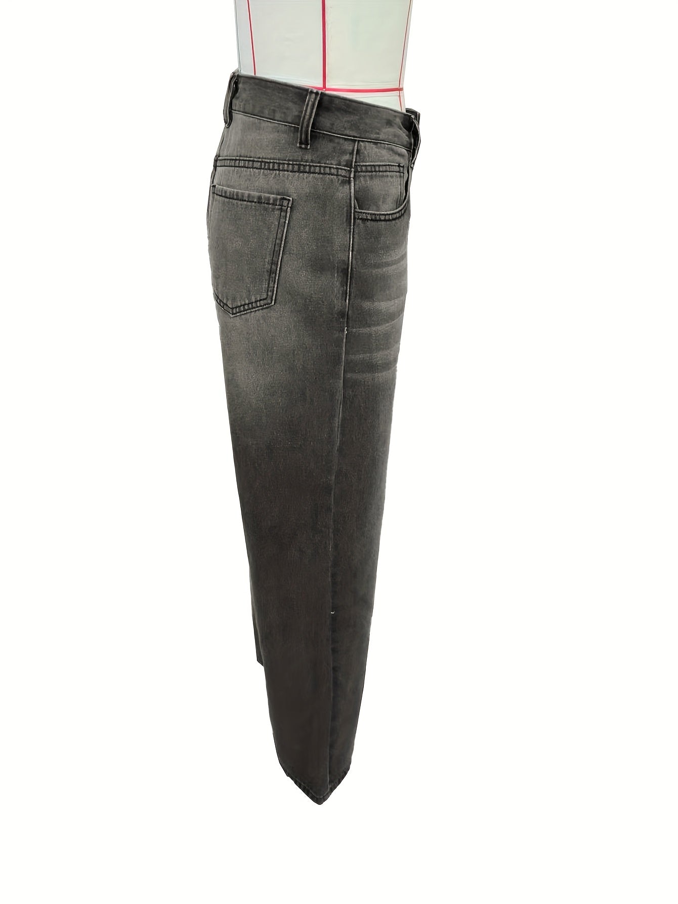 Women'S Y2K Vintage Washed Denim Jeans - Low-Rise Baggy Straight-Leg Pants, Non-Stretch Comfort Fit for Casual & Streetwear, Retro 90s Style, Light Blue, Button Closure, All-Season Wear, Casual Attire Jeans | Vintage Washed J