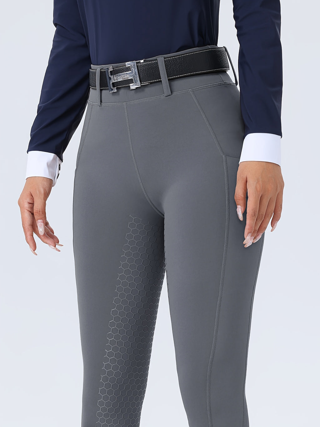 Women's High-Waisted Equestrian Riding Pants - Full Seat Stretch Slim-Fit Bifur Gaps, Durable Machine-Washable Trousers with Pockets for Horseback Riding & All-Season Wear