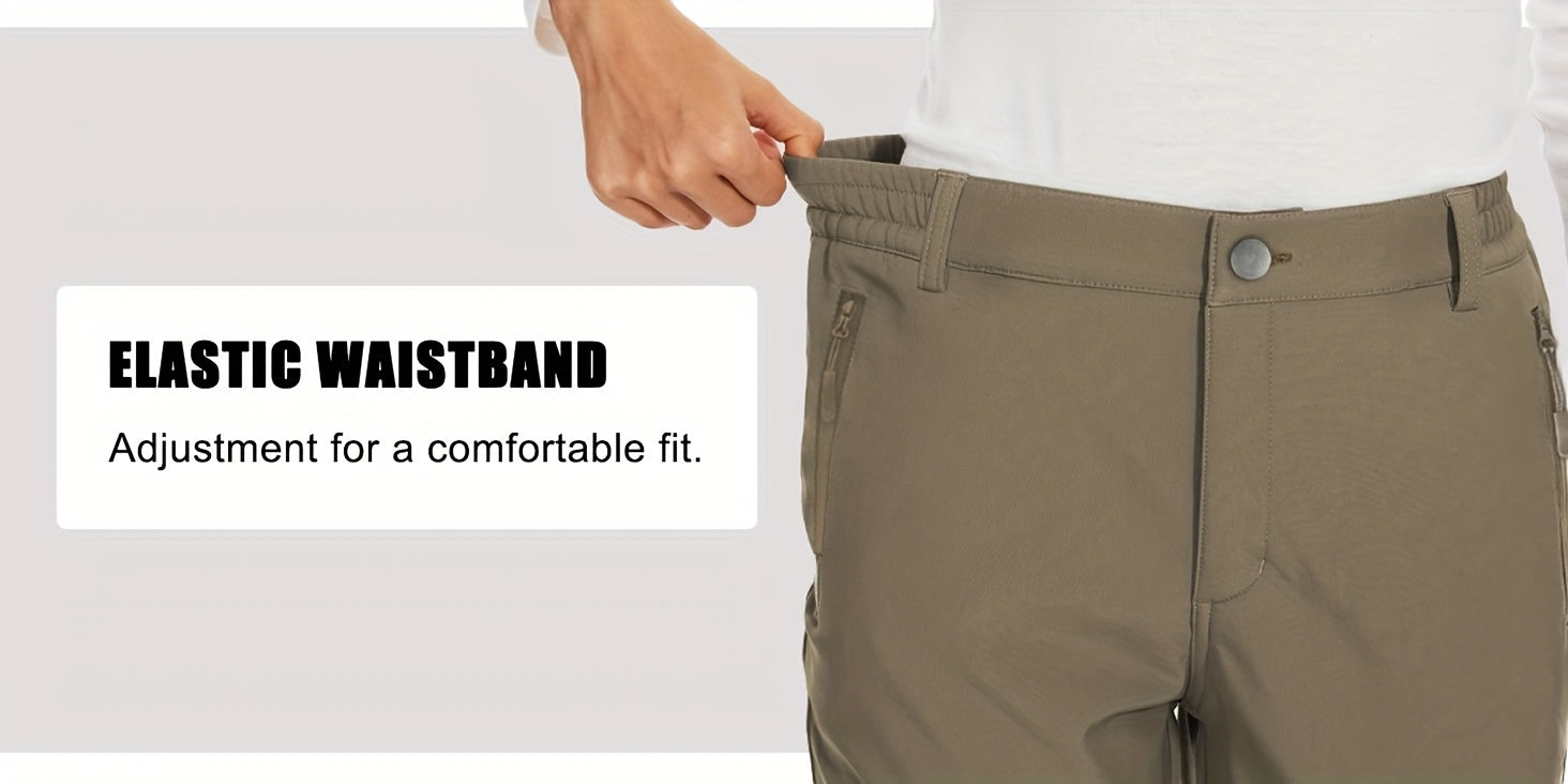 Women'S Thermal Insulated Fleece-Lined Softshell Ski Pants - Winter Warm Hiking Pants with Full-Length Zipper Closure, Snow Skiing Pants for Skiing, Hiking, Outdoor Activities - All-season Casual Outdoor Wear, Hiking Gear, Du