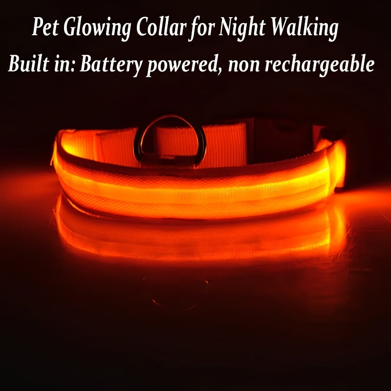 Reflective Light Up Dog Collar - Adjustable, Striped, Glowing for Night Safety and Visibility
