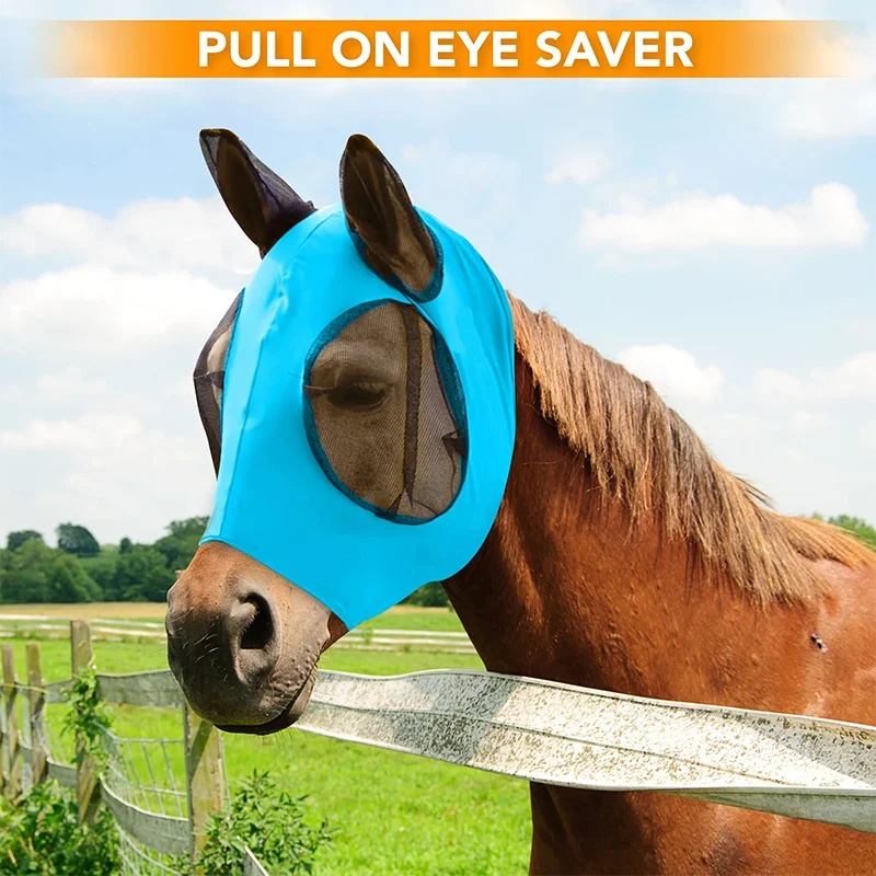Lightweight Comfortable Horse Fly Mask with Ears Protects the Horse From Insects Dust Irritants
