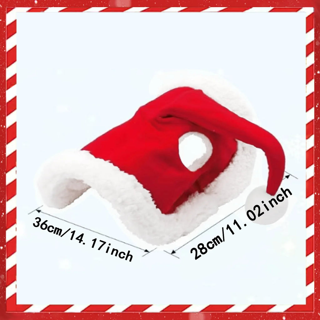 Manufacturer's One-Size-Fits-All Christmas Horse Hat Ready-Made Soft Velvet Edge Easy-To-Wear Red for All Horses