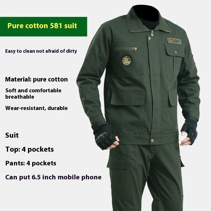 Men's Anti-Static Workwear for Spring Autumn Construction Labor Protection Cotton Suit Thickened Ironing Clothing for Grinding