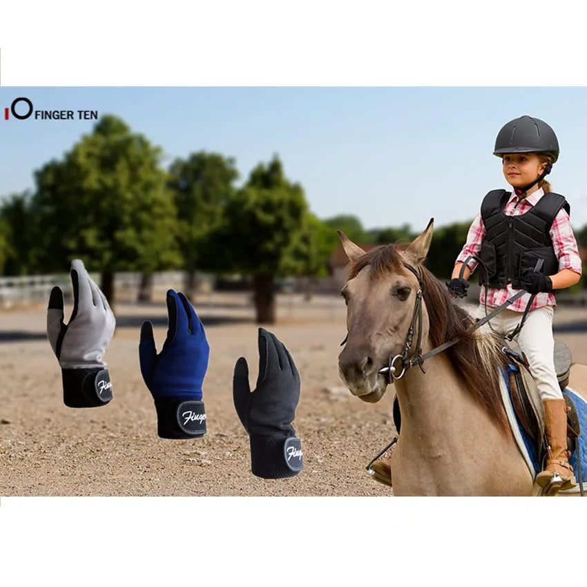 Kids Durable Long Riding Horse Gloves Equestrian Glove Horse Racing Cycling Sport Bike Grip 5-13 Boys Girls Drop Shipping