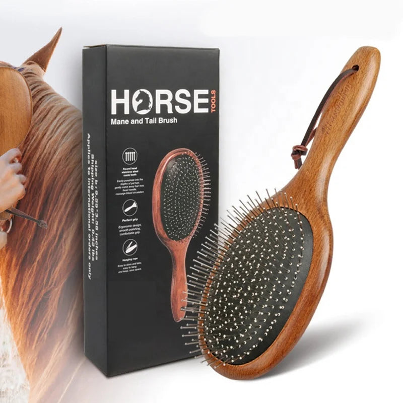 Factory Wholesale Custom Logo Horse Care Products Wooden Horse Mane Tail Brush Horse Grooming Brush