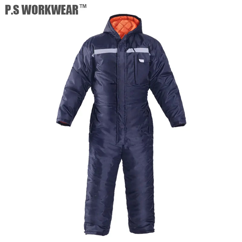 Men's Winter Reflective Windproof Safety Workwear Plus Size Polyester Padded Overall Suit Waterproof Thermal Mining Workwear for
