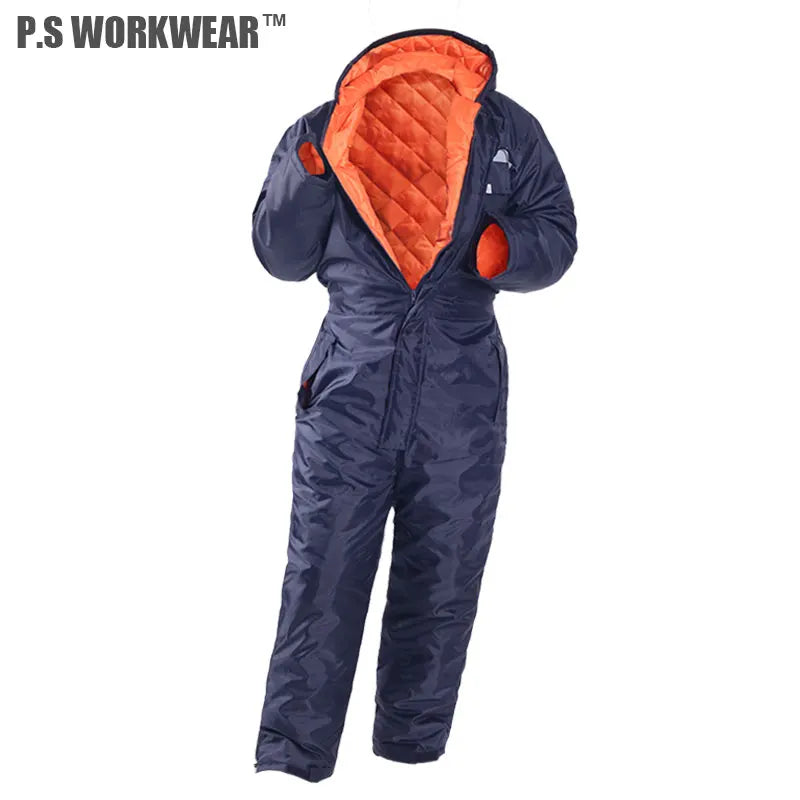 Men's Winter Reflective Windproof Safety Workwear Plus Size Polyester Padded Overall Suit Waterproof Thermal Mining Workwear for