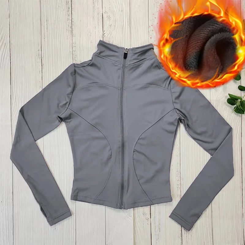 MXLLINA Winter Thermal Riding Horse Jacket Women Zipper Equestrian Coat Velvet Plush Thickened Sport Long Sleeve Top Clothing