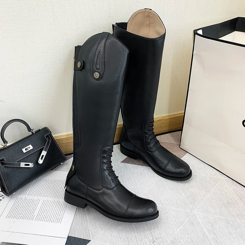 2025 Equestrian Boots Leather Equestrian Supplies Long Boots Riding Equipment Non-Slip Ultra Footwear Resistant Horse Rider Shoe