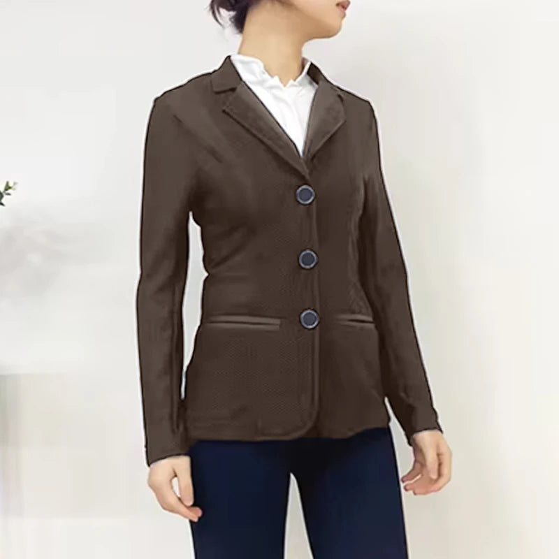 MXLLINA Breathable Mesh Hole Equestrian Jacket Women Summer Outdoor Horse Riding Clothing High Stretch Horse Riding Sport Coat