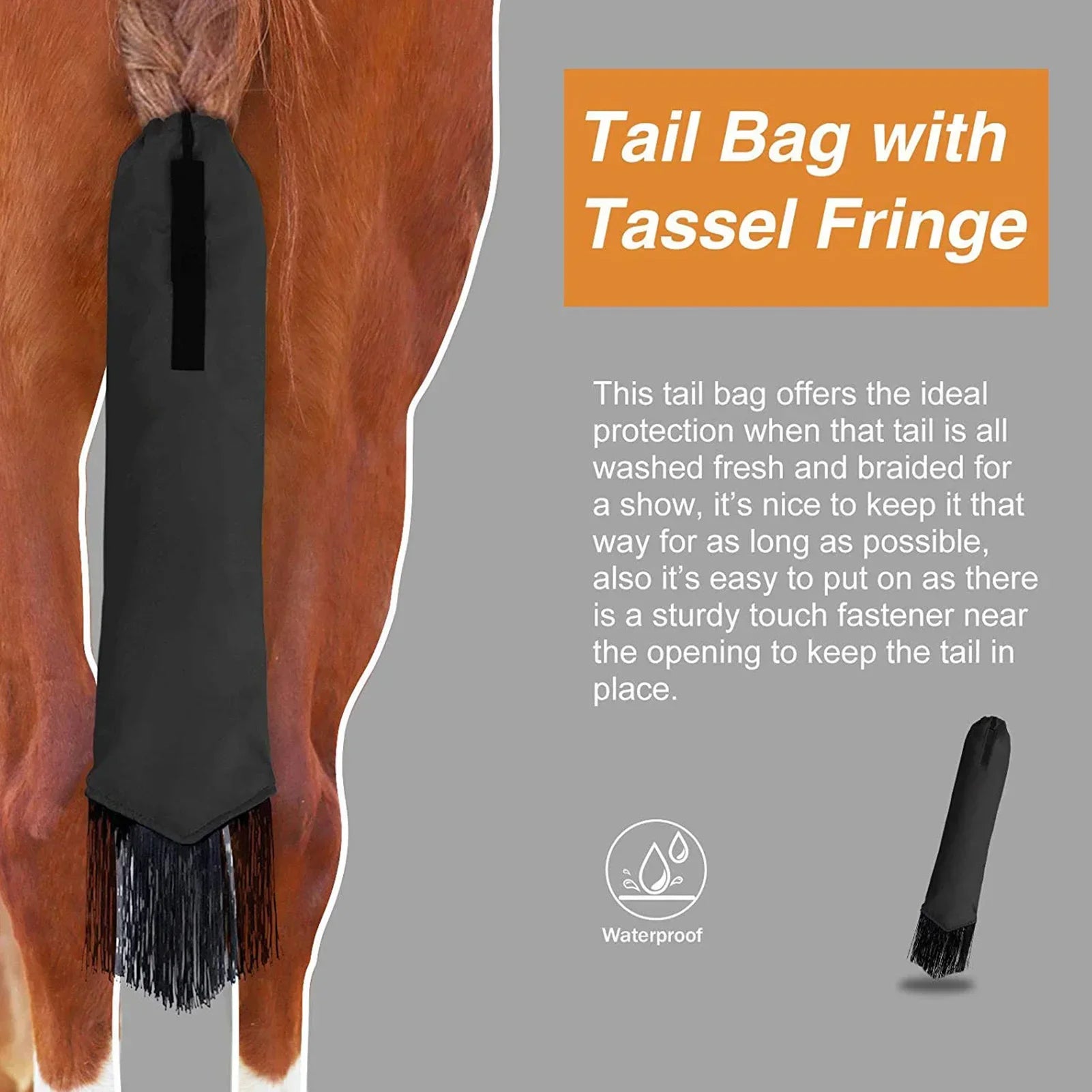 Horse Tail Bag Durable Horse Tail Bag For Horses Waterproof Horse Tails Storage Bags With Fringe Horse Breeding Supplies