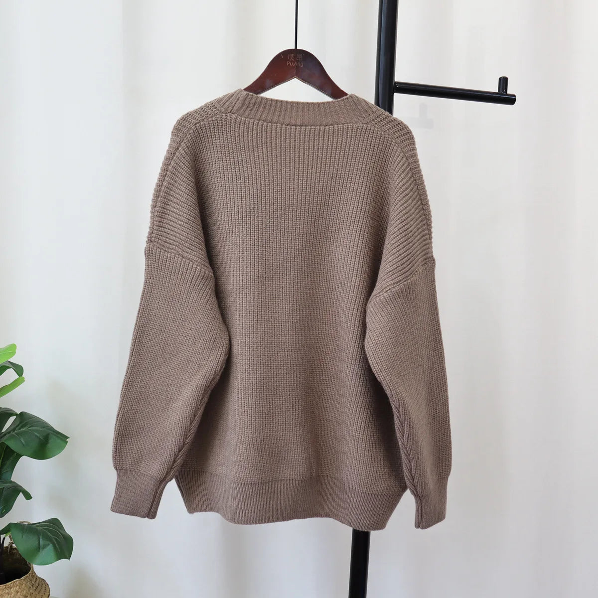 DEAT 2024 New Autumn Fashion Women's Cardigan Loose V-neck Denim Pockets Pearls Buttons Long Sleeve Knitted Sweaters 29L8715