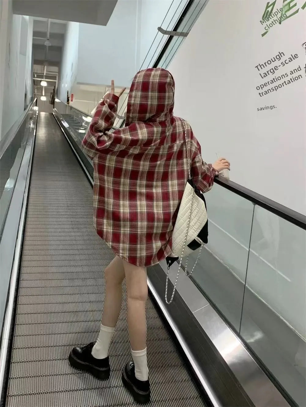 Loose Long Sleeve Plaid Shirt Women's Spring Autumn New Korean Style Lazy Fashion Casual Outerwear Cotton Polyester Blend