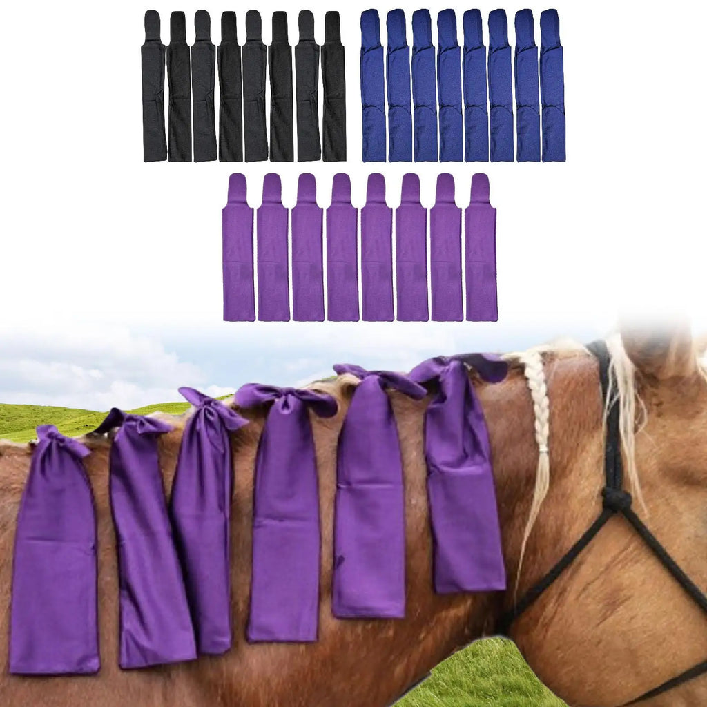 8Pcs Horse Mane Bags Prevents Tangles Rubbing Out and Breakage Wraps for Farm Outdoor Grooming Supplies Horse Care Stable