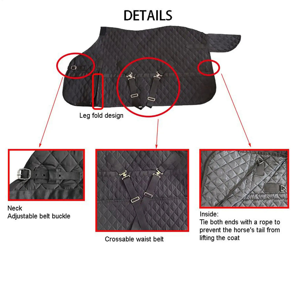 Adjustable Horse Blanket, Breathable Equine Clothing for Travel & Outdoor, Comfortable Pet Care Sheets for Farm Barn Activities