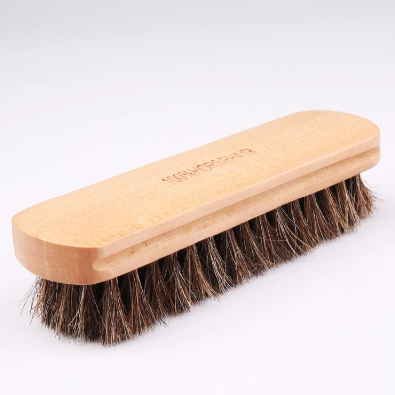 Large Horsehair Horse Bristle Brush Multi-Purpose Cleaning Shoe Polish Polishing and Waxing Universal Use