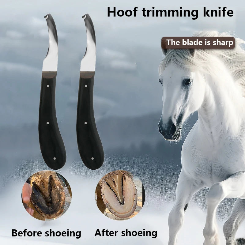 Hoof trimming knives, hoof trimming tools, double-edged stainless steel hoof knives, cattle, horses, sheep, donkeys, and stables