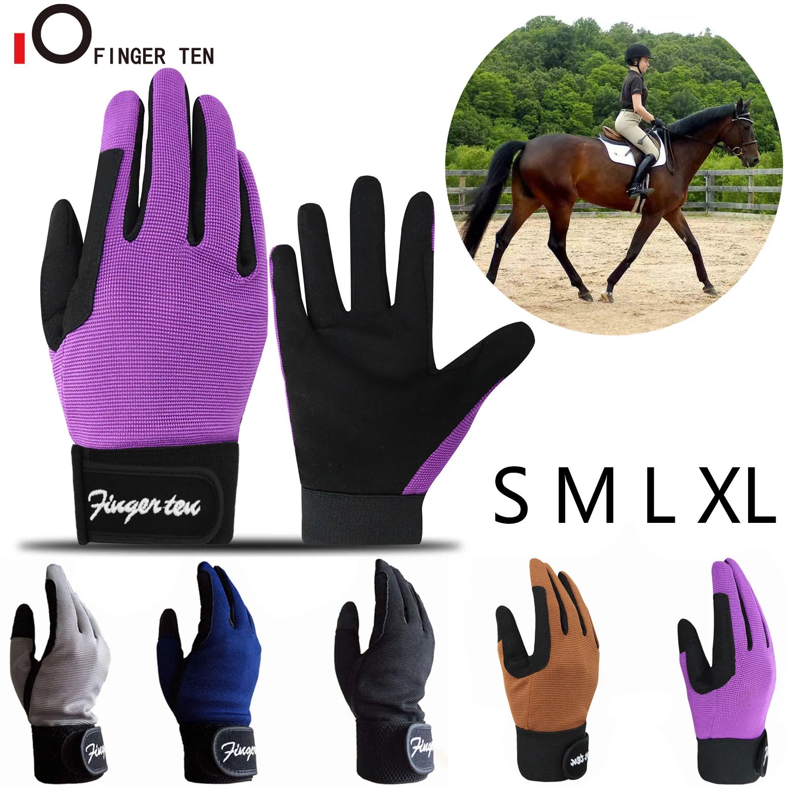 Kids Durable Long Riding Horse Gloves Equestrian Glove Horse Racing Cycling Sport Bike Grip 5-13 Boys Girls Drop Shipping