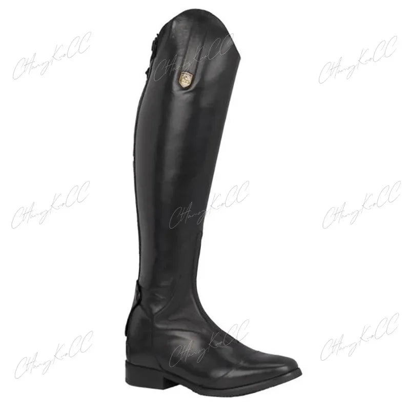 High Boots Horse Knee Rider PU Leather Shoes RidingEquestrian Long Bootcut Rider Wide Shaft Medieval Costume For Women